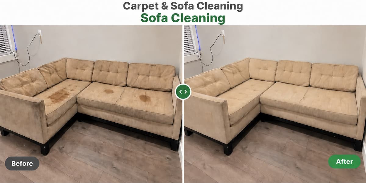 Living room cleaning before and after